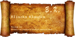 Bliszka Klaudia névjegykártya